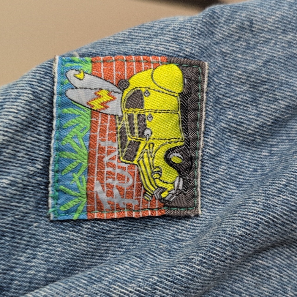 Vintage Denim Overalls With 4 colorful Patches - Picture 5 of 12